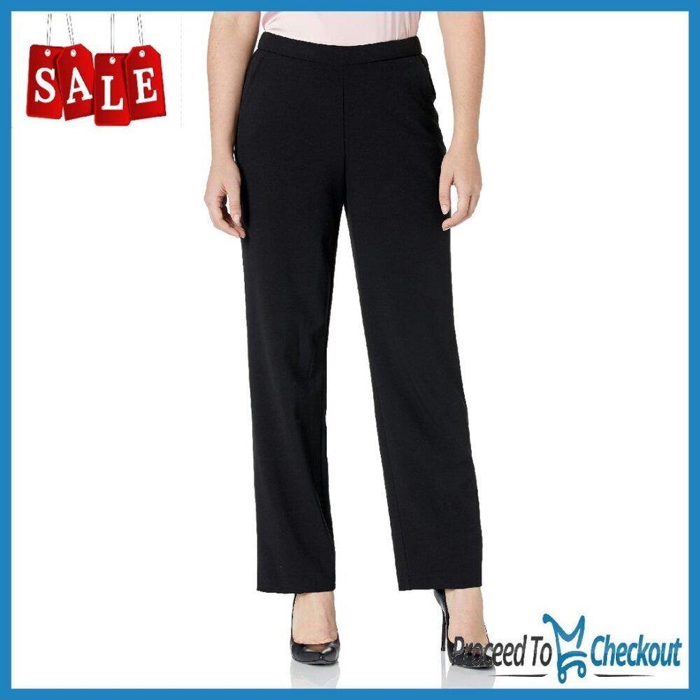 Pull-On Dress Pants with Elastic Waist, Straight Leg, Bistretch Fabric